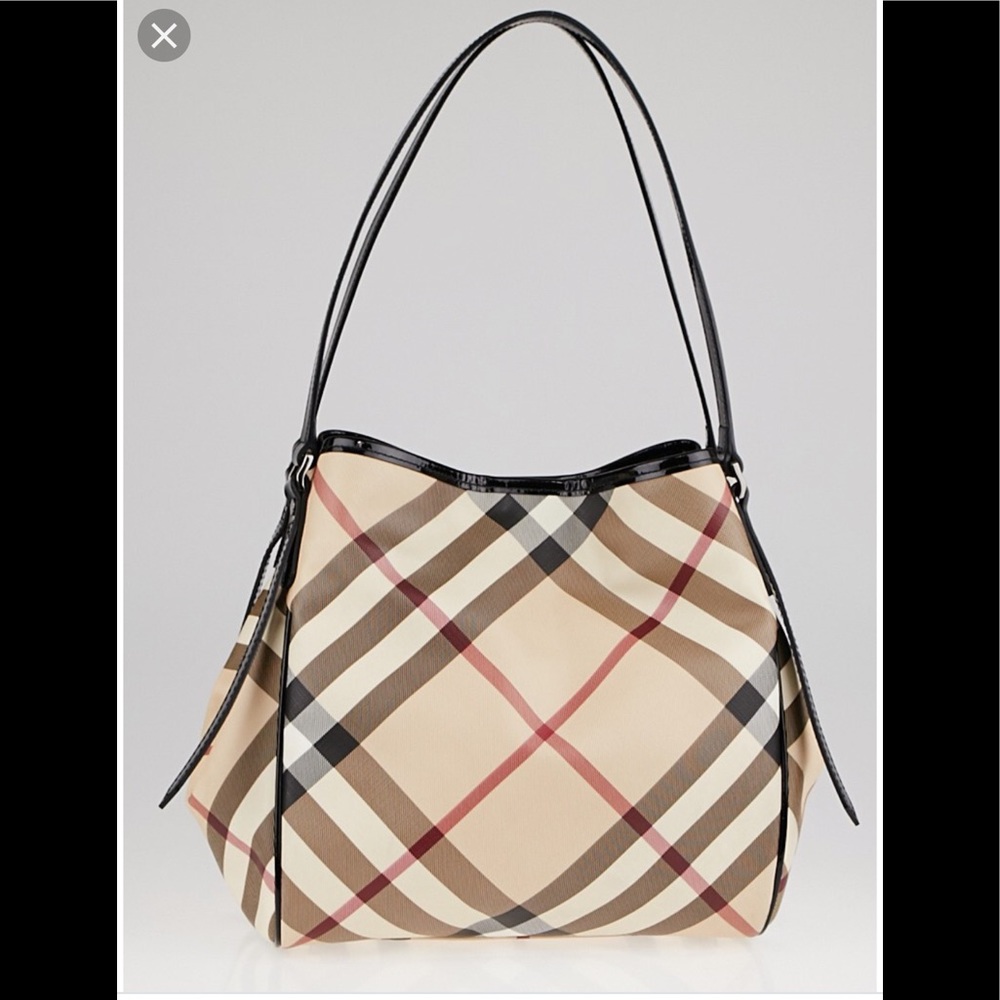 Burberry patent leather nova check tote